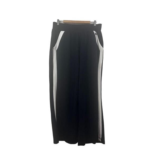 LIVI Pull On Pants Womens 14/16 Black White Stripe Relaxed Straight Leg Stretch - Picture 7 of 12